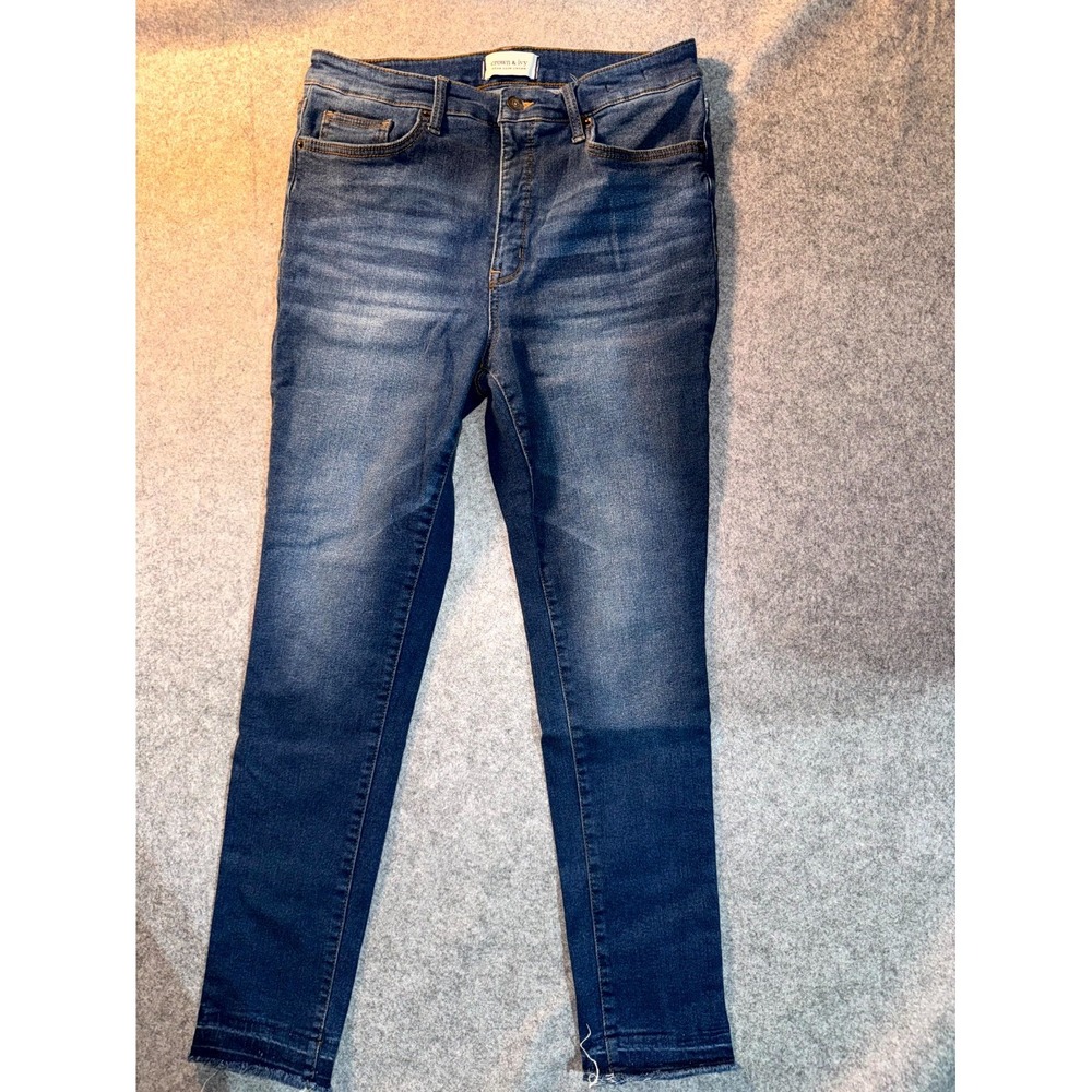 Crown & Ivy Wear Your Crown Skinny Jeans Womens 10R Blue Denim High Rise Raw Hem